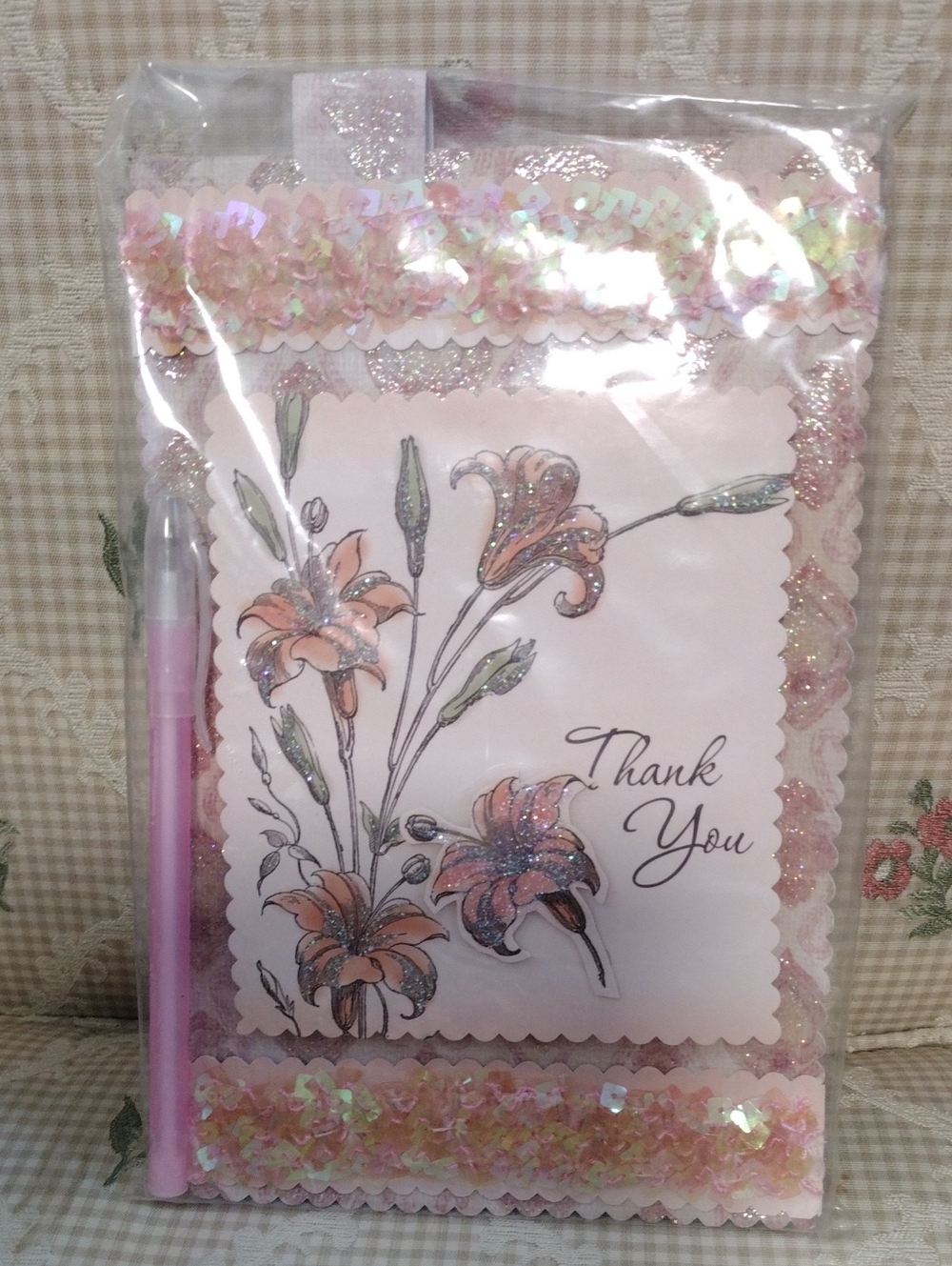 Custom Notepad Thank You Floral Theme With Pen